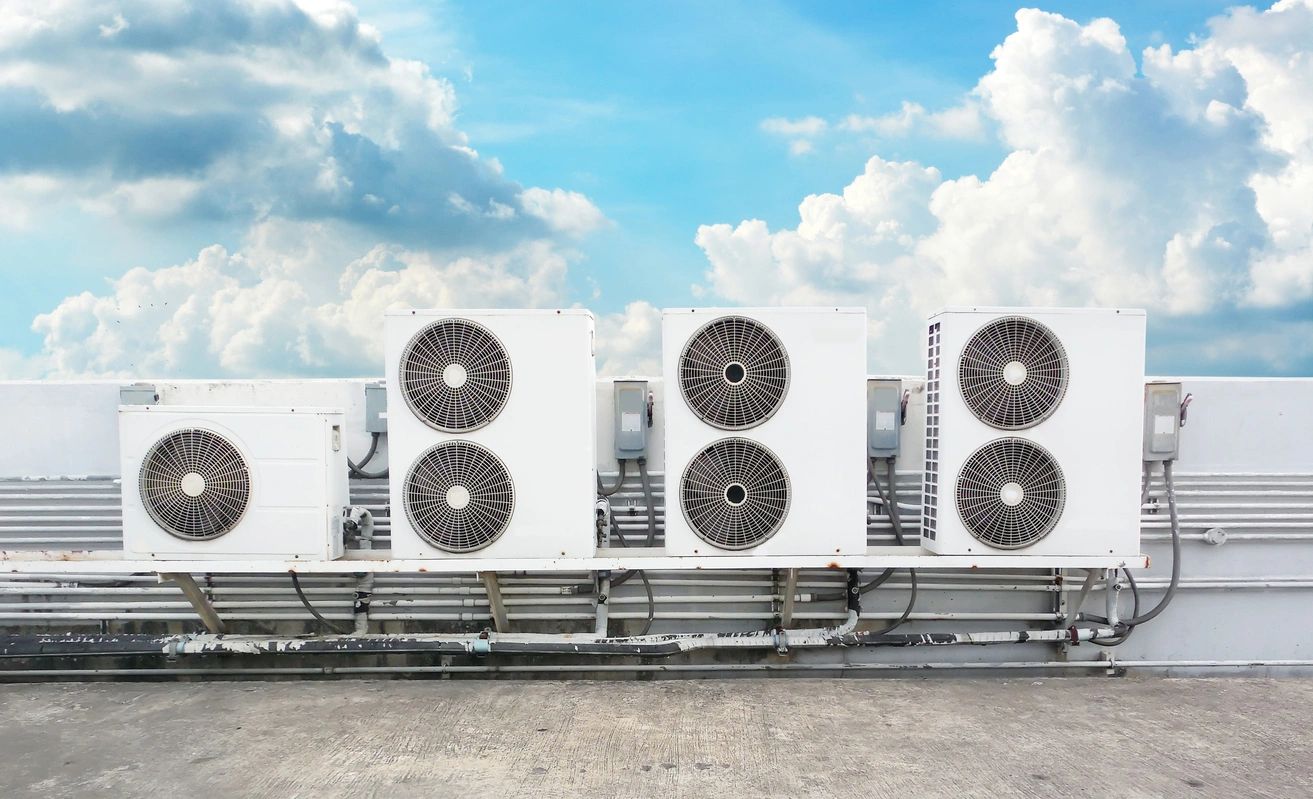 A row of ventilation equipment